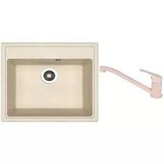 Мойка кухонная со смесителем Dr.Gans Nika 570 + SanDonna F 1066 bej