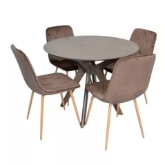 Комплект стол и стулья Evelin di Costacurta стол Raffles Round Antique Grey + 4 стула YTC-080Wo Bluvel-38