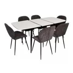 Комплект стол и стулья Evelin di Costacurta стол DT-532R B + 6 стульев YTC-064B UF885-15 (Dark grey)