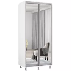 Dulap Mobildor-Lux Aron cu uși glisante din oglinzi (100x60x210H cm) Alb Brilliant