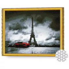 Tablou pe numere Art Gallery GA82859 Mozaic cu diamante 40x50cm Paris gri si retromobil