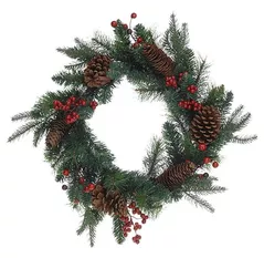 Decor de Crăciun și Anul Nou Promstore 49346 Coroana decorativa naturala cu conuri D45cm