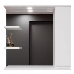 Зеркало для ванной Bayro Studio 800x750 правый белый мат