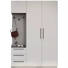 Mobilă pentru antreu Bayro Serenity 1500x2200x518 de colț stâng gri asfalt cu 3 sertare