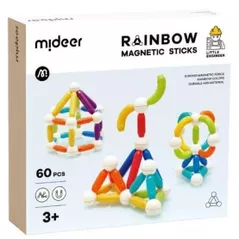 Конструктор Mideer MD1169 Set de construcție magnetic Cilindri în culori de curcubeu, 60 buc.