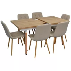 Set masă și scaune Evelin di Costacurta Стол DT-433-4WO + 6 стулья YTC-080Wo Light beige
