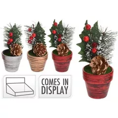 Decor de Crăciun și Anul Nou Promstore 43517 Сувенир Ветка с ягодами и шишкой 15cm, керам горшок