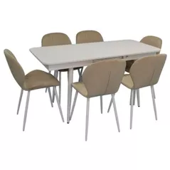 Set masă și scaune Evelin di Costacurta стол DT-431-1R Wh + 6 стульев YTC-064Wh Light beige