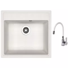 Мойка кухонная со смесителем Dr.Gans Nika 570 + SanDonna F 9995 alb