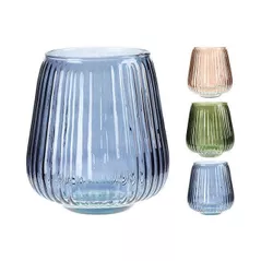 Vază Holland 22531 стеклянная Stripes H19cm, D16cm, 3 цвета