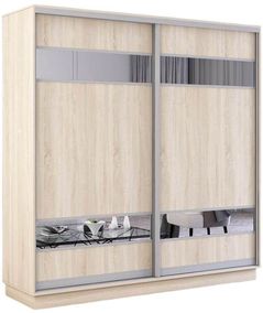 Шкаф Mobildor-Lux Fox uși glisante din PAL cu elemente din oglindă (200x60x220H cm) Sonoma