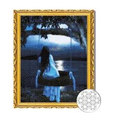 Картина по номерам Art Gallery GA79737 Mozaic cu diamante 40x50cm Fata pe leagan