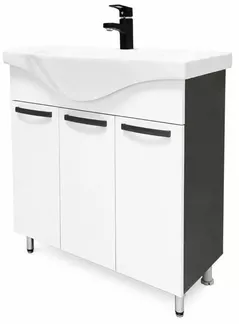 Dulap pentru lavoar Mashtab 11345 Agat cu 3 usi 90cm Alb-Antracit