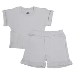 Детская одежда Minikin 25062074 Naturelle Комплект футболка и шорты р-р74, серый светлый, унисекс