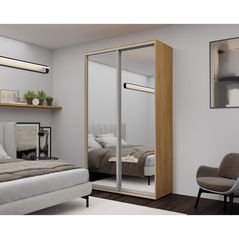 Dulap Nex Home Dulap cu uși glisante, 140x60x220cm, Oglinda, Sonoma