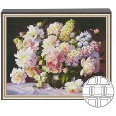 Картина по номерам Art Gallery QB204729 Mozaic cu diamante patrate 40x50cm Buchet imens de flori albe