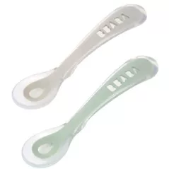 Seturi pentru hrănire bebelușilor Beaba B913554 set 2 lingurite silicon +8 luni Sage Green