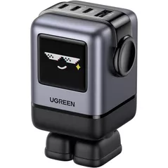 Зарядное устройство сетевое Ugreen 45515B Nexode Robot GaN Charger USB-A+2*USB-C 100W, Black