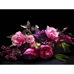 Картина по номерам Strateg 58070 Armonie florala 30x40cm (fundal negru)