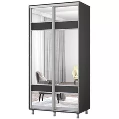 Dulap Mobildor-Lux Aron-S 1.0m-1.8m uși glisante din PAL cu oglindă zebra (140x60x240H cm) Anthracite