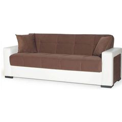 Диван Trendy Marmaris, extensibila cu lada de depozitare, 215x80x80cm, Maro/Alb