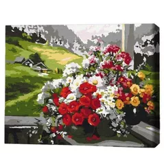 Tablou pe numere BrushMe RBS9500FC 30x40cm (fără cutie) Buchete pe fereastră