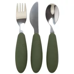 Seturi pentru hrănire bebelușilor BIBS 4340218 Set tacamuri din otel inoxidabil Hunter Green