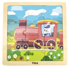 Головоломка Viga 44631 Puzzle din lemn Locomotivă, 9 elem.