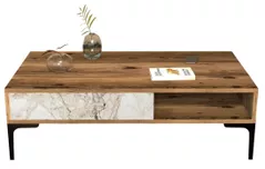 Журнальный столик Trendy Istanbul, Nuc, Marmura Alba 105x32x60cm