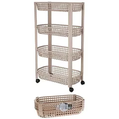 Etajeră Excellent Houseware 55536 Etajera 4 rafturi 46.5x26x79cm, cu roti, maro