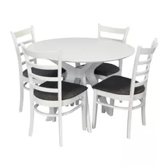 Комплект стол и стулья Evelin di Costacurta стол Raffles Round White + 4 стула Coco White/NV-10WP Grey