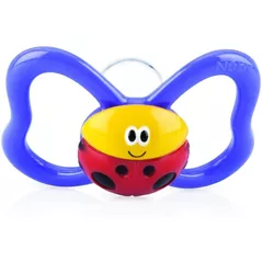 Пустышка Nuby ID5807MFSN1BLUE Веселые жучки силик. 6-18мес. синяя