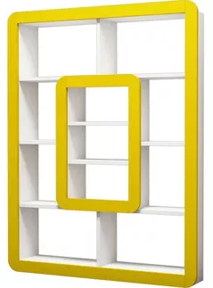 Raft de birou Trendy Orkide, alb, galben 108x140x21cm, raft de carti