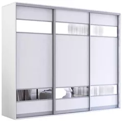 Шкаф Mobildor-Lux Fox uși glisante din PAL cu elemente din oglindă (240x60x230H cm) Alb