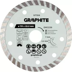 Disc de tăiere Graphite 57T315 diamantat de taiere, d115x22,2mm, Turbo