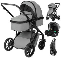 Детская коляска Kikka Boo Darling Light Grey 2024, transformabil 3in1 (3800171209717)