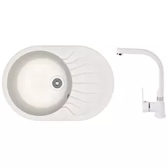 Chiuvetă bucătărie cu bateria Dr.Gans Berta 760 + SanDonna F 7103 alb