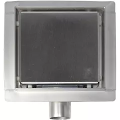 Trap de duș Uniplast 21552 patrata, set D. 40 x 90° S08 HOLE (inox) 150 x 150 x 67 mm