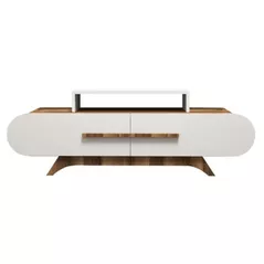 Тумба напольная для TV Trendy Trandafir, Nuc, Alb 145x49x36cm