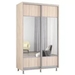 Dulap Mobildor-Lux Aron-S uși glisante din PAL cu oglindă orizontal (140x60x210H cm) Sonoma