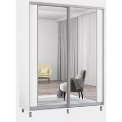 Шкаф Mobildor-Lux Раздвижные двери Aron-P из ДСП с вертикальным зеркалом (170x60x240 см) Бриллиантовый белый