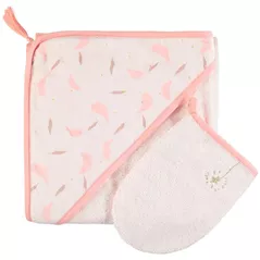 Accesoriu pentru baie Premaman PBRF0I-RGF-UNQ Prosop de baie cu gluga si manusa Magic Bird