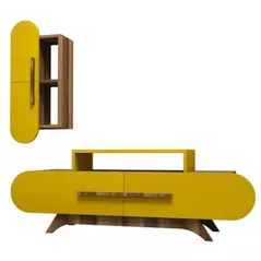 Тумба напольная для TV Trendy Trandafir S, Nuc, Galben 145x49x36cm