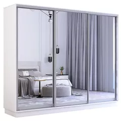 Шкаф Mobildor-Lux Fox uși glisante din oglinzi (270x60x220H cm) Alb