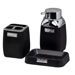 Набор для ванной Hydro S STRIPE SQUARE 502, 3 piese, Negru / Crom