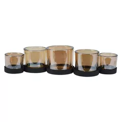 Lumânare Holland 48239 Подсвечник стеклянный на 5 свечей, подставка металл 36x14cm