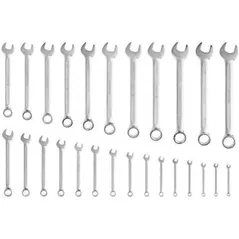 Набор ручных инструментов Hoegert HT1W496-1 ключи комбинированные 6-32 мм, 26 шт., сталь CrV, DIN 3113 в сумке с подвесом