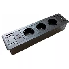 Розетка электрическая ASA Plastici 060.40F.00009 Versaframe 3.0 3 sockets F+ 1 USB.5V (A+C) Black