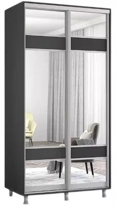 Шкаф Mobildor-Lux Aron-P 1.0m-1.8m uși glisante din PAL cu oglindă zebra (120x60x220H cm) Anthracite