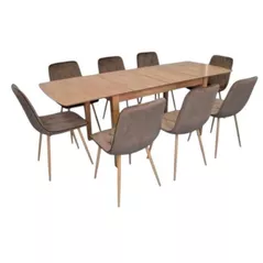 Комплект стол и стулья Evelin di Costacurta стол HV-27V Light Brown + 8 стульев YTC-080Wo Bluvel-38